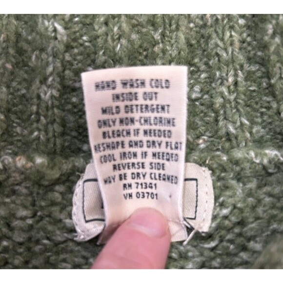 LL Bean Green Wool Blend Cardigan Sweater High Collar Size XL SHRUNK FITS LIKE M - Picture 5 of 8